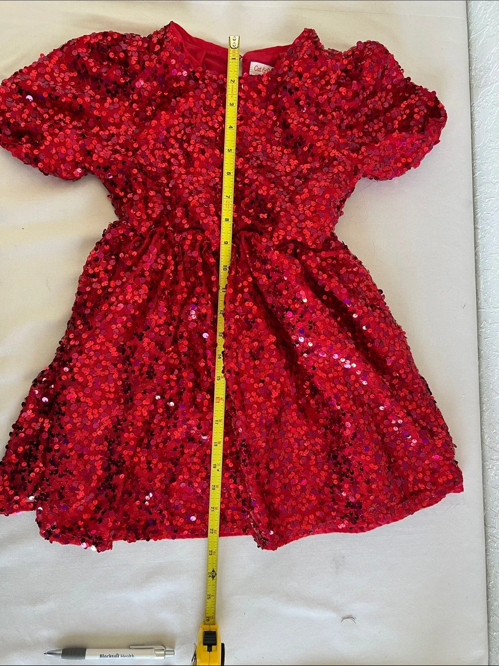 Girls Red Sequin Party Dress - Sparkle Short Sleeve Formal